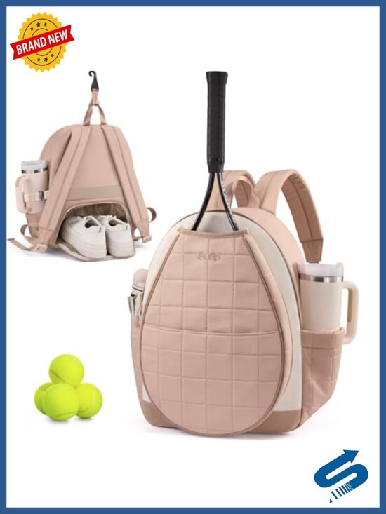 Quilted Tennis Backpack Women Pickleball Racket Bag with Shoe Compartment, main image 5